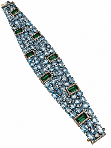 Aquamarine Tourmaline  & Diamond Bracelet