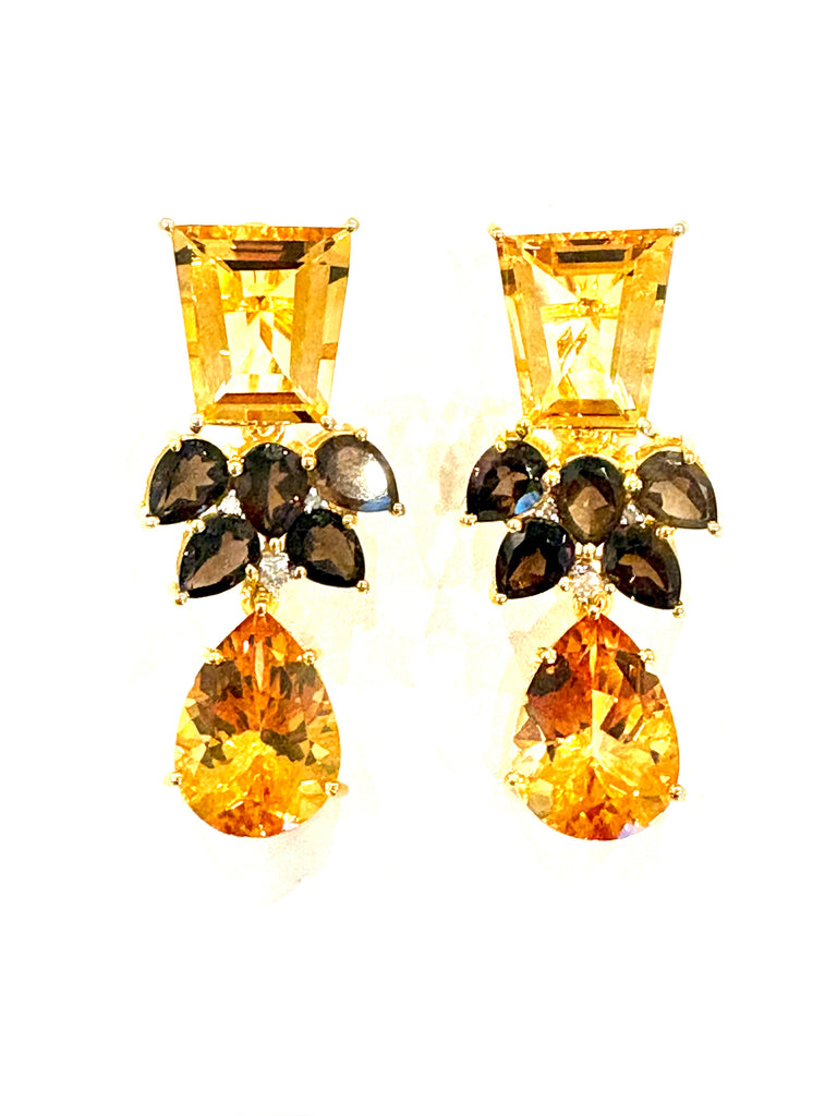 Citrine Topaz & Diamond Earrings
