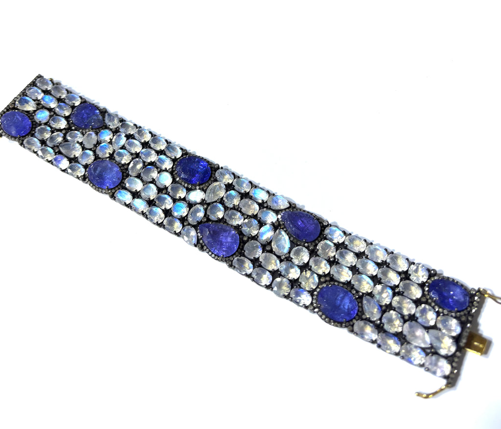 Tanzanite Moonstone & Diamond Bracelet