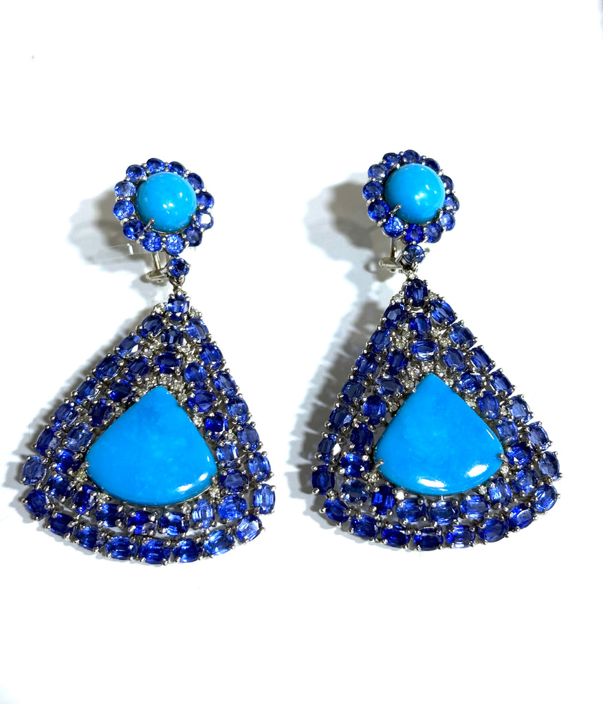 Sleeping Beauty Turquoise and Kyanite Earrings
