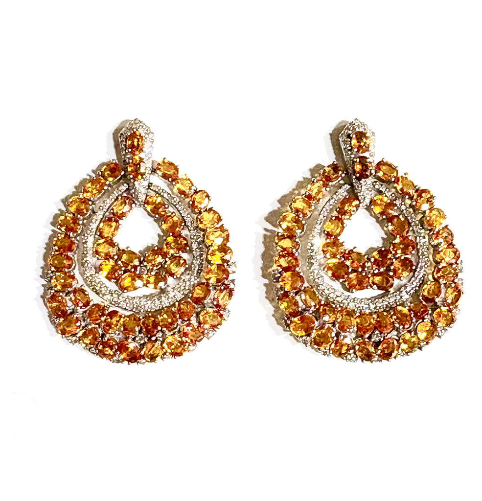 Yellow Sapphire and Diamond Door Knocker Earrings