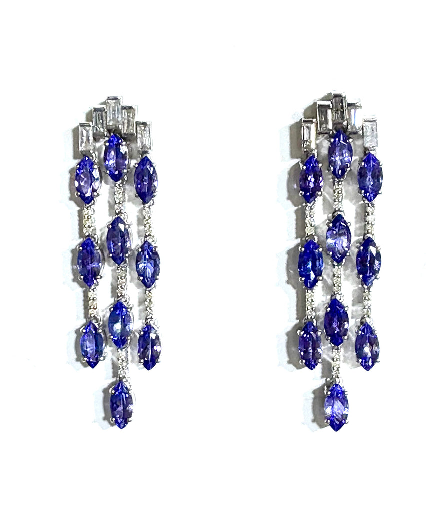 Tanzonite and Diamond Earrings