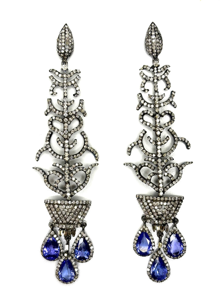 Diamond and Tanzanite Statement Earrings