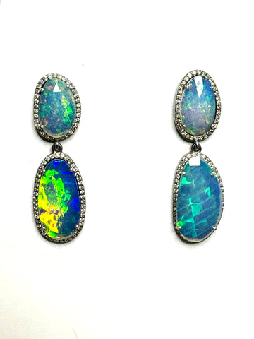 Australian opal and Diamond Earrings