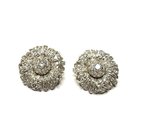 Exquisite Vintage Diamond Daisy Flower Earrings