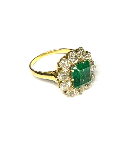 Edwardian Emerald and Diamond Ring Circa 1910
