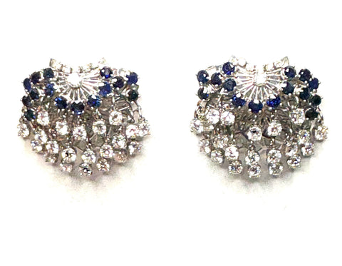 Vintage Sapphire and Diamond Fringe Earrings