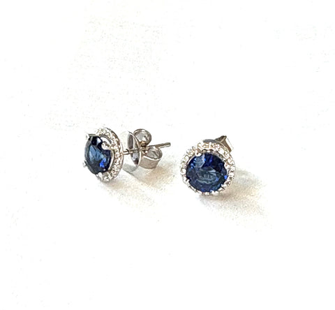 Sapphire and Diamond Stud Earrings