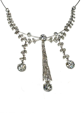 Vintage Diamond platinum Necklace handcrafted in Platinum