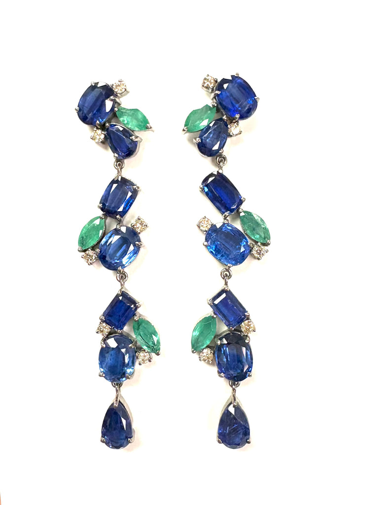 Kyanite  and Emerald Earrings