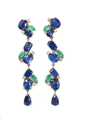 Kyanite  and Emerald Earrings