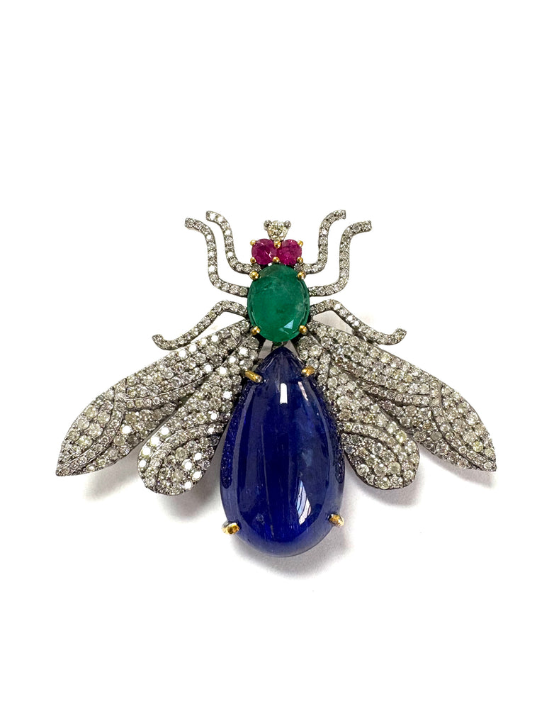 Tanzanite Emerald Ruby & Diamond Bee pin