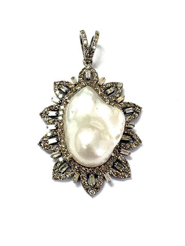 Baroque Pearl & diamond Pendant