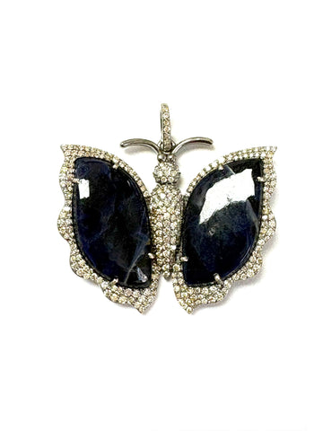 Lapis lazuli  Diamond Butterfly Pendant