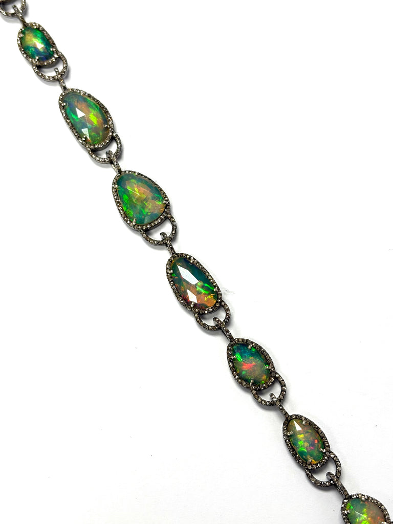 Opal & Diamond  Link Bracelet