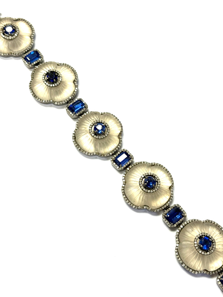 Carved Crystal Kyanite & Diamond Bracelet