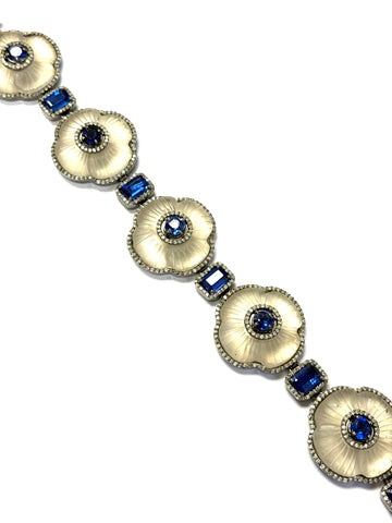 Carved Crystal Kyanite & Diamond Bracelet