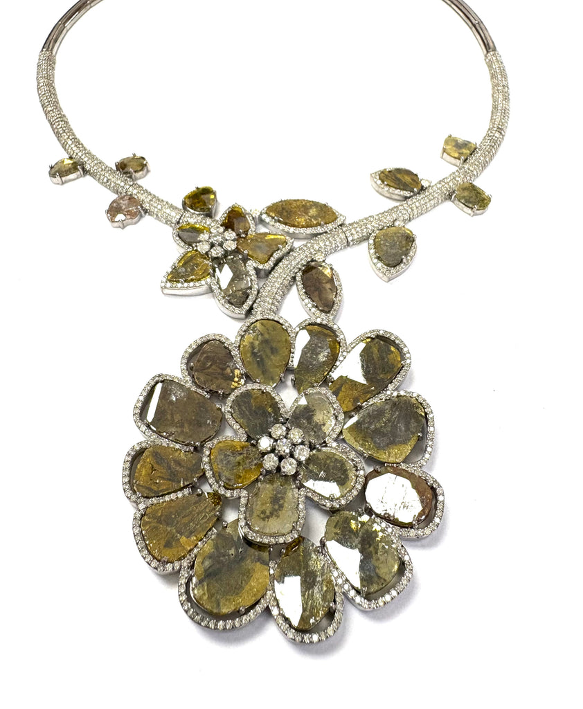 Slice Diamond Necklace , with a floral motif