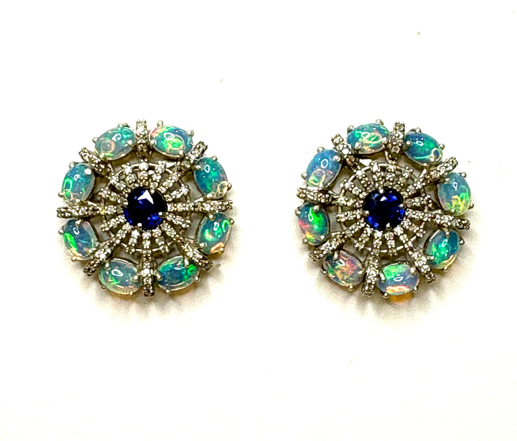 Opal sapphire and diamond Earrings