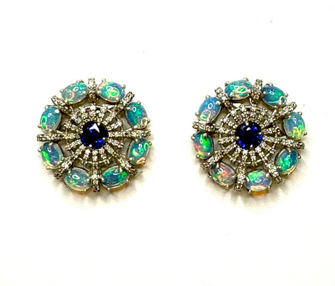 Opal sapphire and diamond Earrings