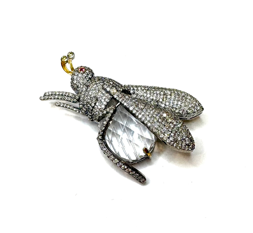 Pave Diamond & Crystal Bee Pin