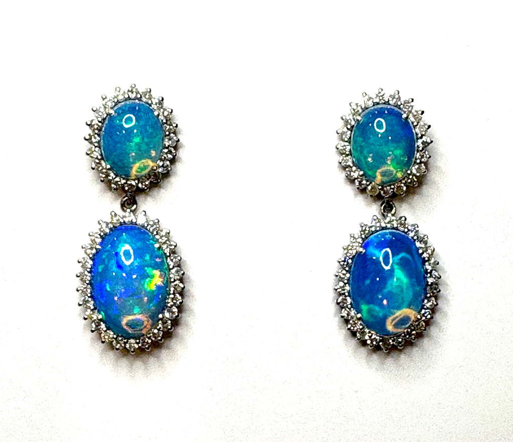 Australian Opal & diamond earrings