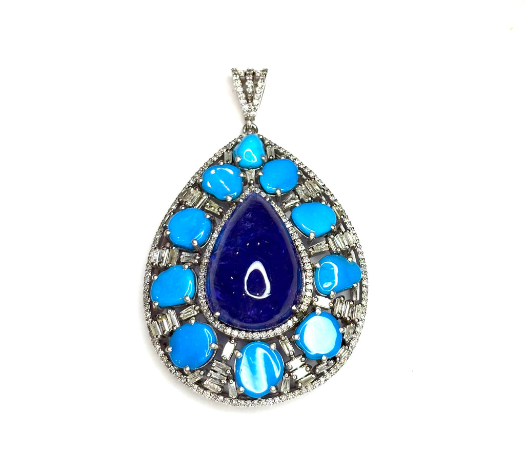 Tanzanite Turquoise & Diamond Pendant