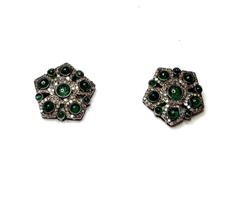 Emerald & diamond Flower Earring