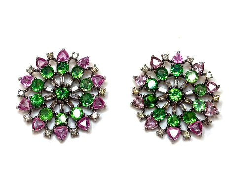 Tsavorite Sapphire & Diamond Earrings