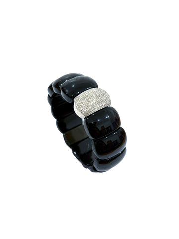 Black Onyx and Diamond Stretch Bracelet