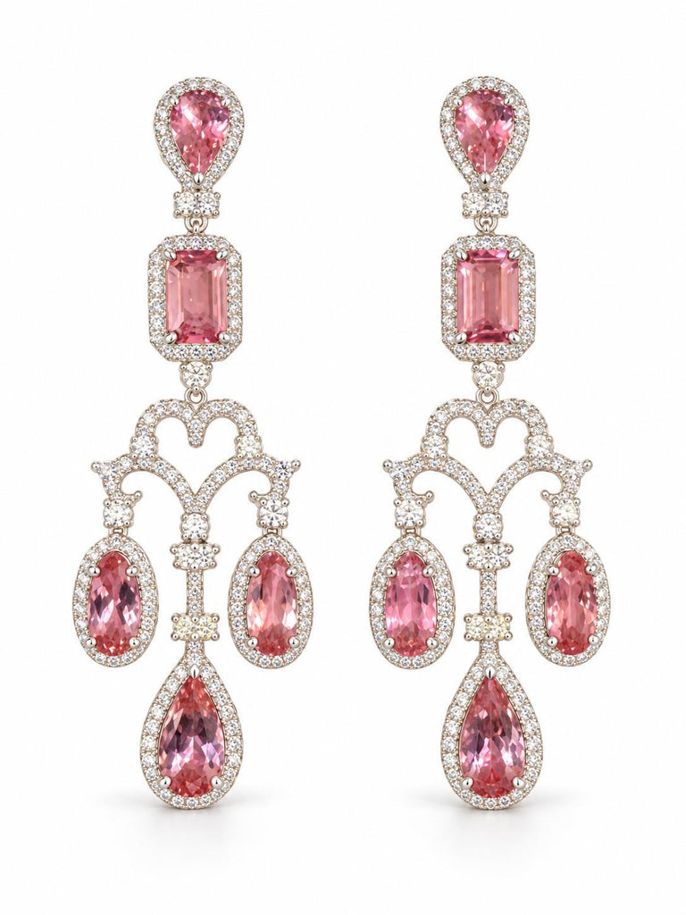 Pink Tourmaline & Diamond Earrings