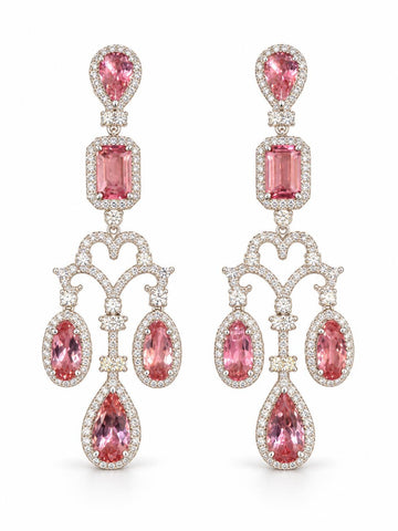 Pink Tourmaline & Diamond Earrings