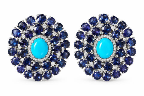 Turquoise Kyanite & Diamond Earrings