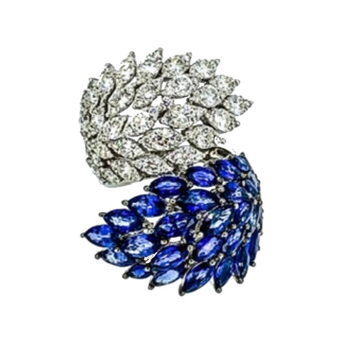 Sapphire and Diamond Leaf Ring