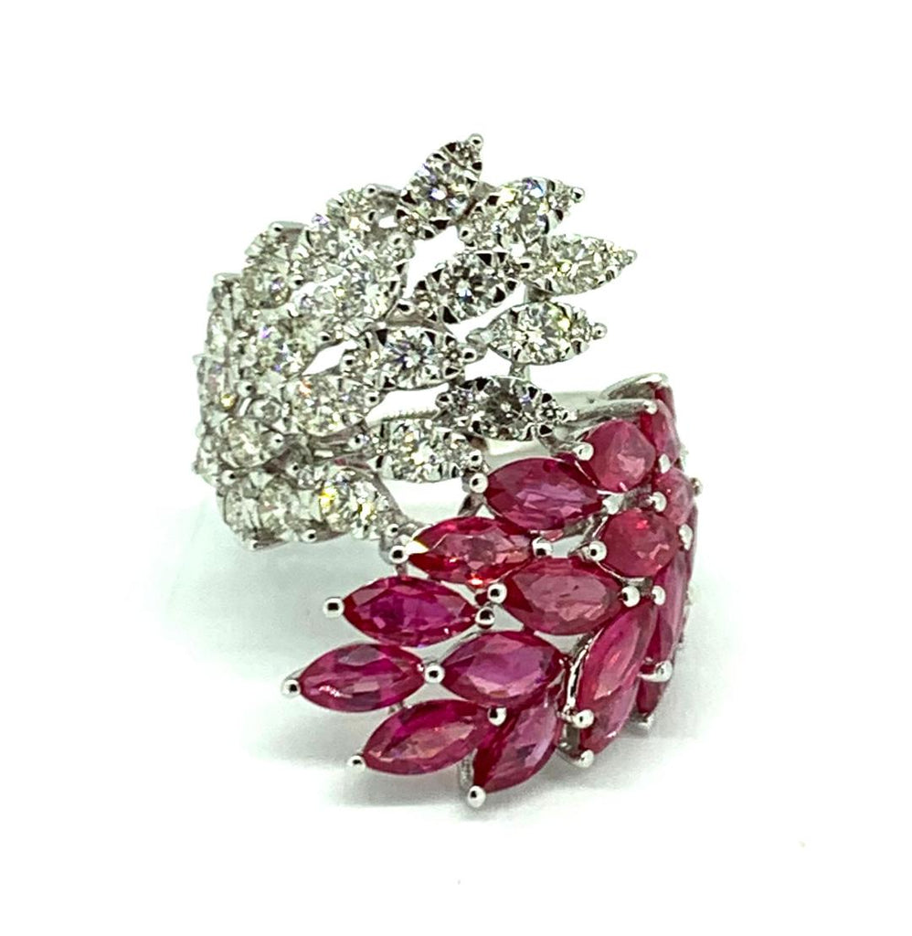 Ruby and Diamond Leaf Ring
