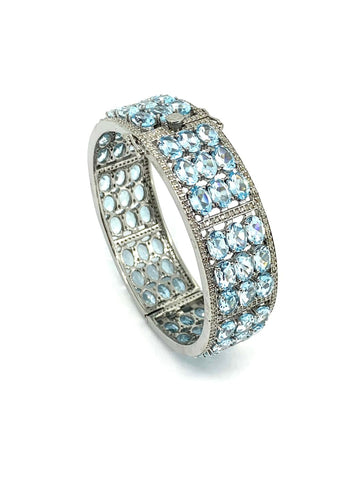 Blue Topaz And Diamond Bangle Bracelet