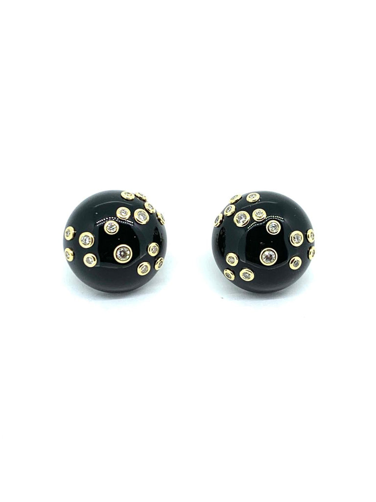 Black Onyx and Diamond Earrings