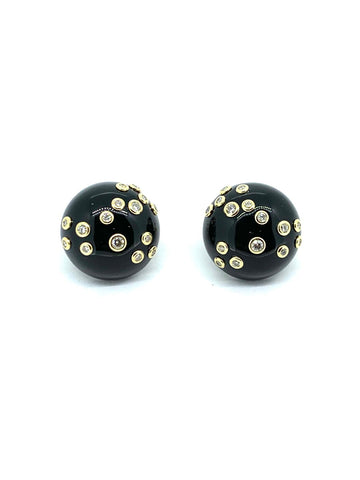Black Onyx and Diamond Earrings