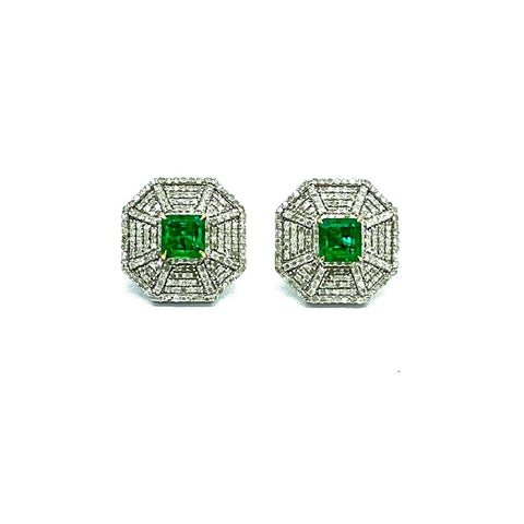 Colombian Emerald and Diamond Earrings