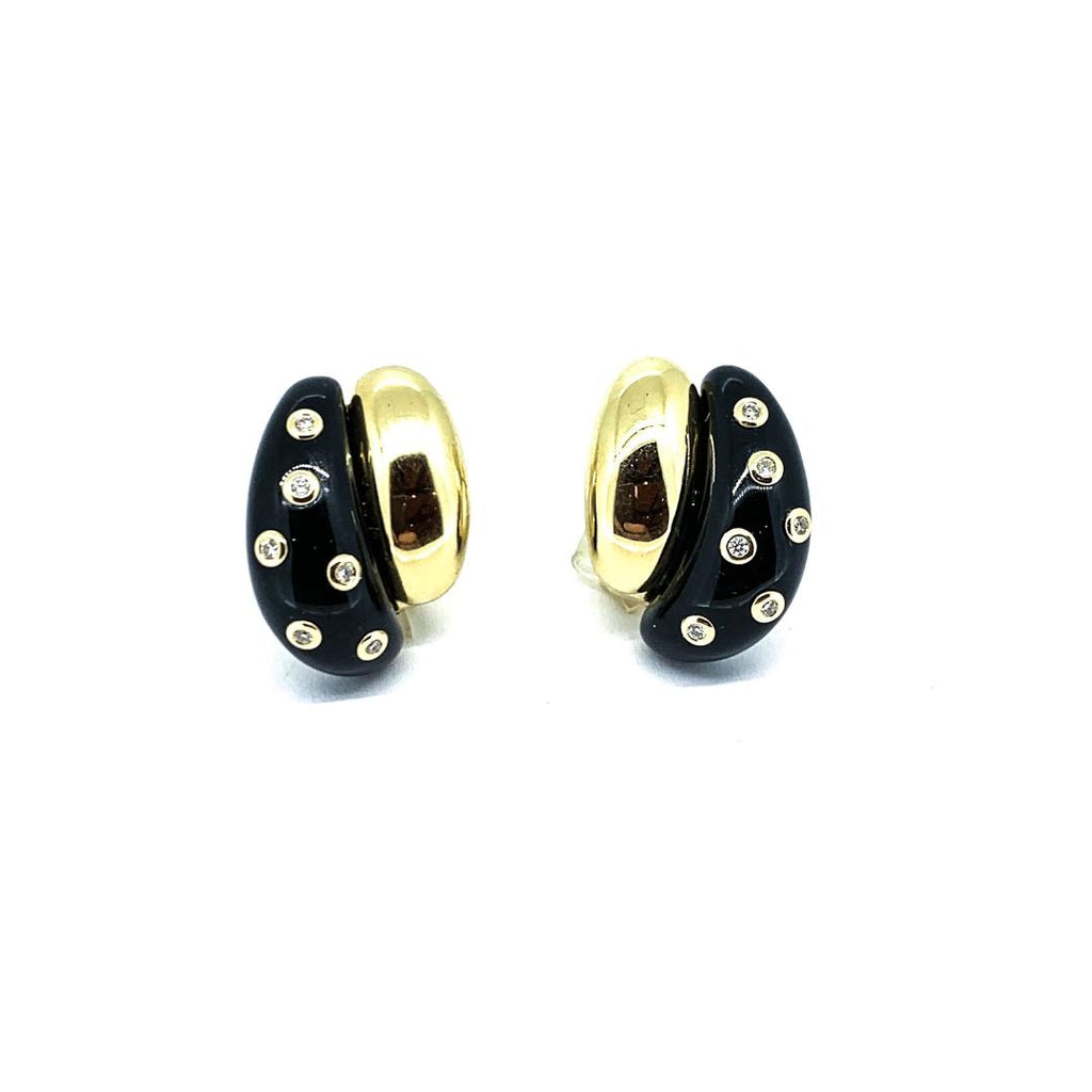Black Onyx and Diamond Earrings