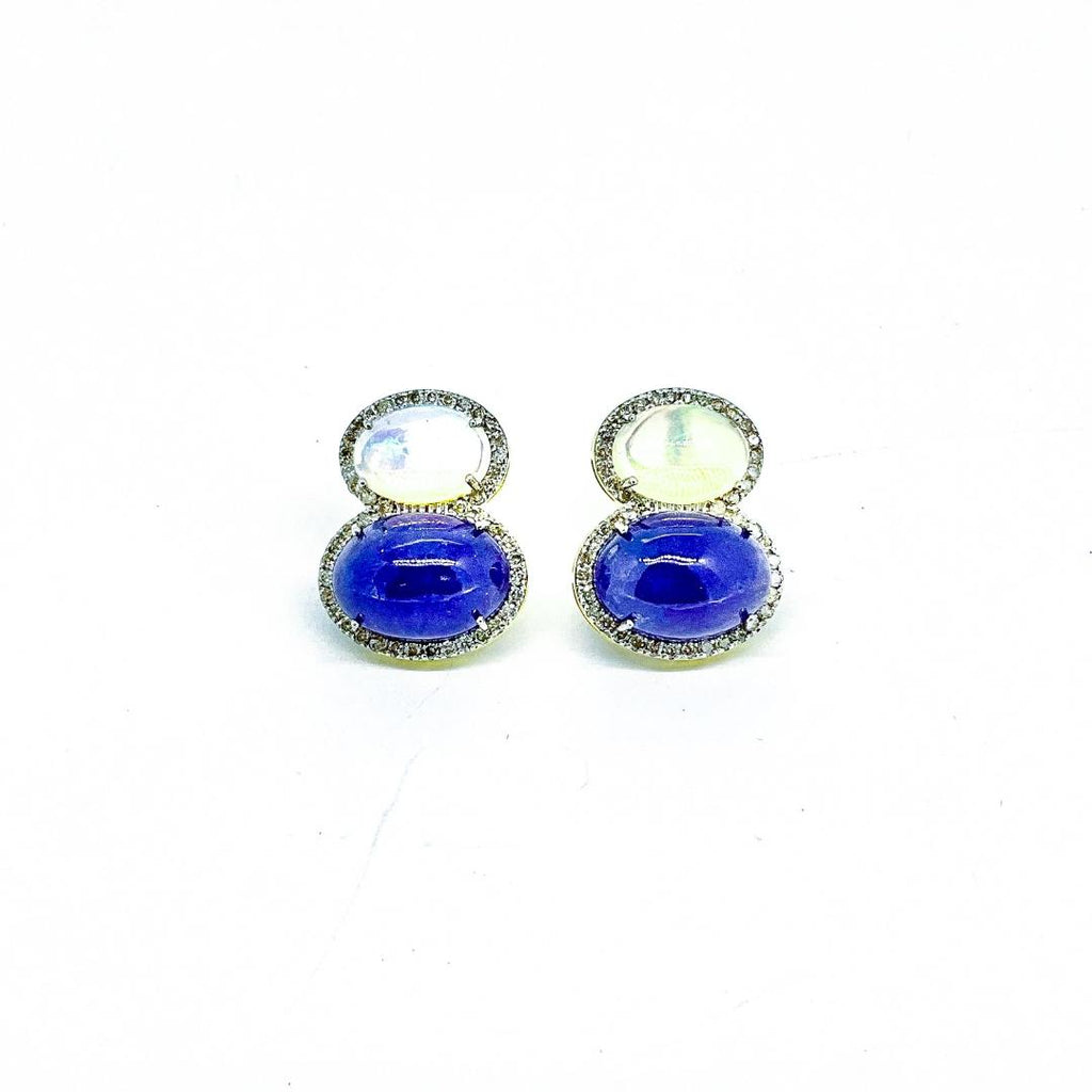Opal, Tanzanite and Diamond Earrings