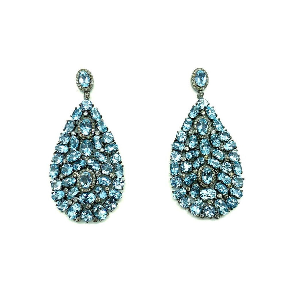 Aquamarine and Diamond Earrings