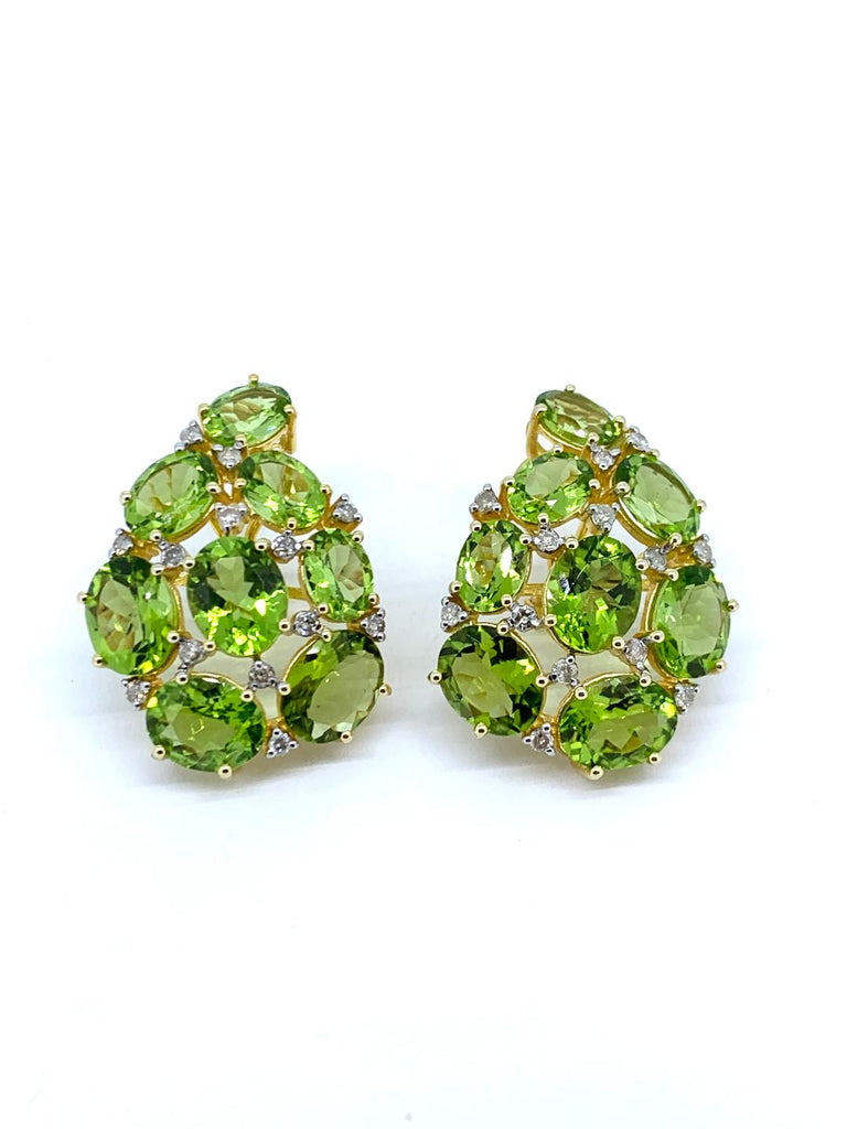 Peridot and Diamond Teardrop Earrings