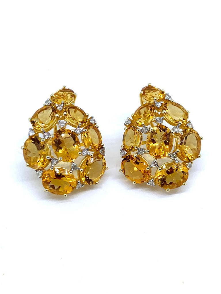 Citrine and Diamond Teardrop Earrings