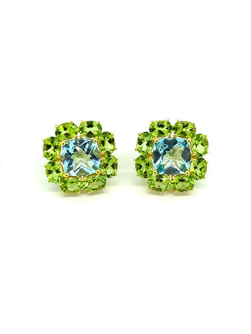 Blue Topaz and Peridot Earrings