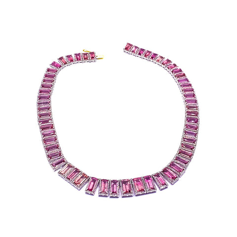 Pink Tourmaline And Diamond Fringe Necklace