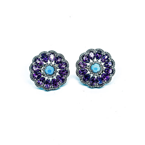 Turquoise Amethyst and Diamond Earrings