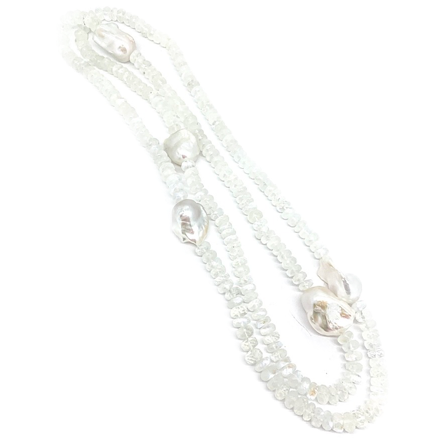 Moonstone and Baroque Pearl Necklace