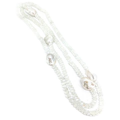 Moonstone and Baroque Pearl Necklace