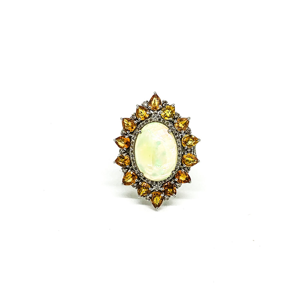 Opal Yellow Sapphire and Diamond Ring